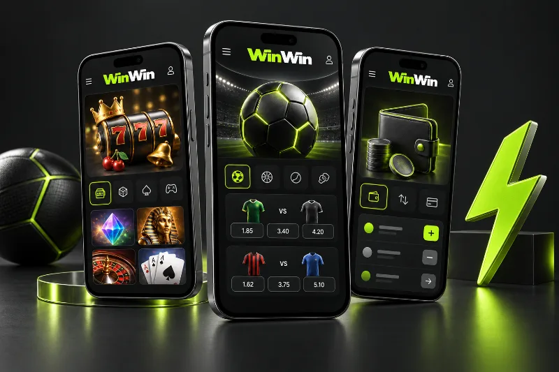 WinWin mobile sections for sport, games and wallet management